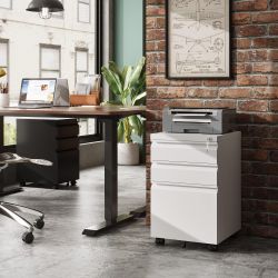 DEVAISE 3-Drawer Mobile File Cabinet (Under Office Desk), Assembled Except Casters
