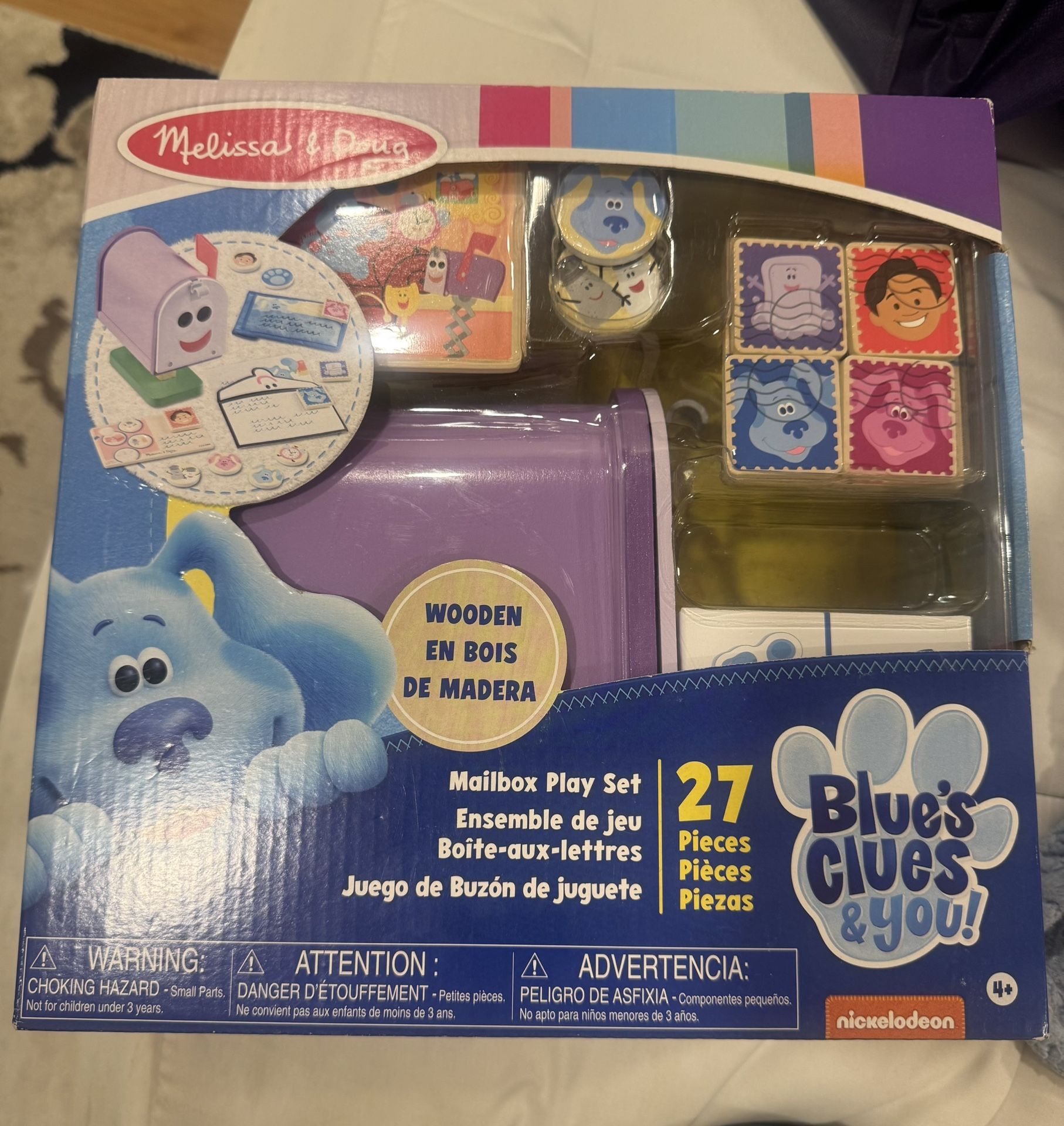 Brand New Melissa & Doug Blue's Clues & You! Wooden Mailbox Play Set (27 Pieces)