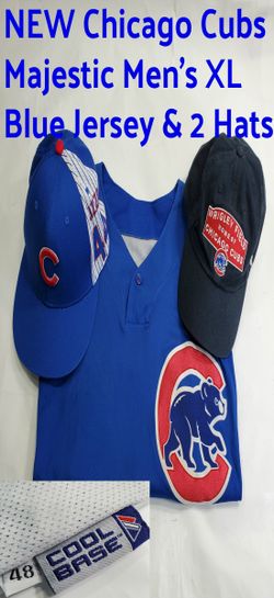 NEW Chicago Cubs Majestic XL Jersey Cool Base and 2 Hats Rizzo Wrigley Field Jordan