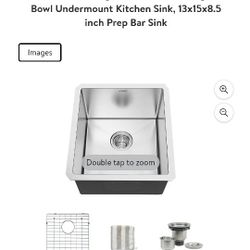 New Torva 16 Gauge Stainless Steel Single Bowl Undermount Kitchen Bar Sink 13"x15"x8. 5"