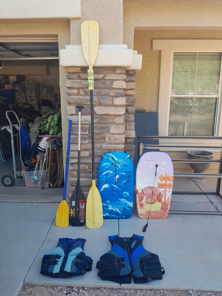 Boat Oars $5-$15 Each, Water Ski Vests $15-$20 Each, Boogie Boards SOLD See All Photos