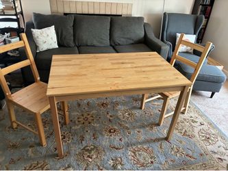 Solid Pine Kitchen Table with 2 Chairs