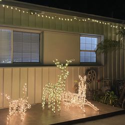 3-piece lighted wireframe reindeer family yard decoration set 