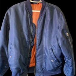 NAVY BLUE VINTAGE BOMBER JACKET MEDIUM