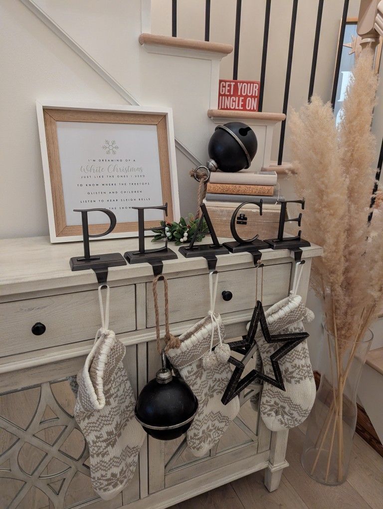 Peace Pottery Barn Stocking Holders Xmas Christmas