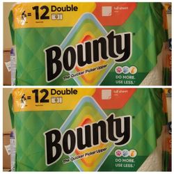2 PACKS OF Bounty 6=12 Double PAPER TOWEL ROLLS FOR $24/$24 POR LOS 2 