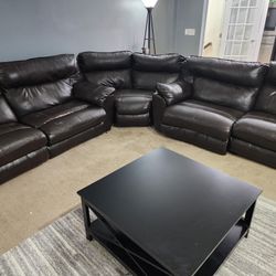 Dark Brown Leather Couch Sectional