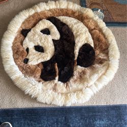 Giant Panda Round Alpaca Fur Rug. 45 Inches