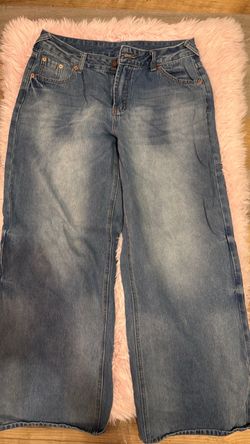Light Wash Wide Leg Denim Jeans (large)