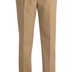 Edwards Men's Style #2610 Khaki Chino Pleated Front Pants SIze 36 UR Hemmed 32”