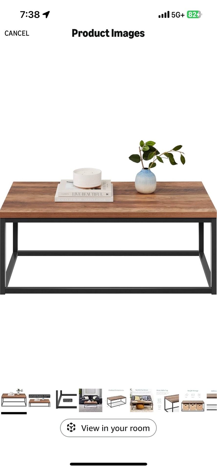 Modern Industrial Style Rectangular Wood Grain Top Coffee Table - MUST GO TODAY