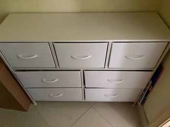 White 7-Drawer Fabric Dresser Storage Unit