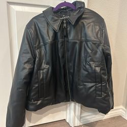 Fabletics Black Faux Leather Jacket – XL – Like New Condition
