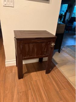 Brown wood patio cooler