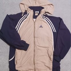Adidas Mens Size XLARGE Coat Jacket Vintage Tag 3 Strip Windbreaker Pockets