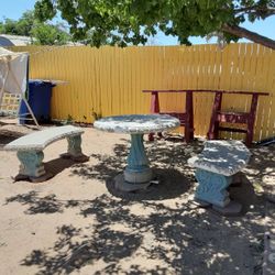 Concrete Patio Table With Benches