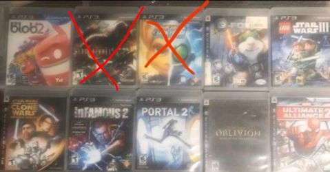 PS3 games LEGO Star Wars, Portal 2, Elder scrolls oblivion , Infamous 2, Marvel Ultimate alliance 2, Star Wars Force Unleashed, Lost planet 2