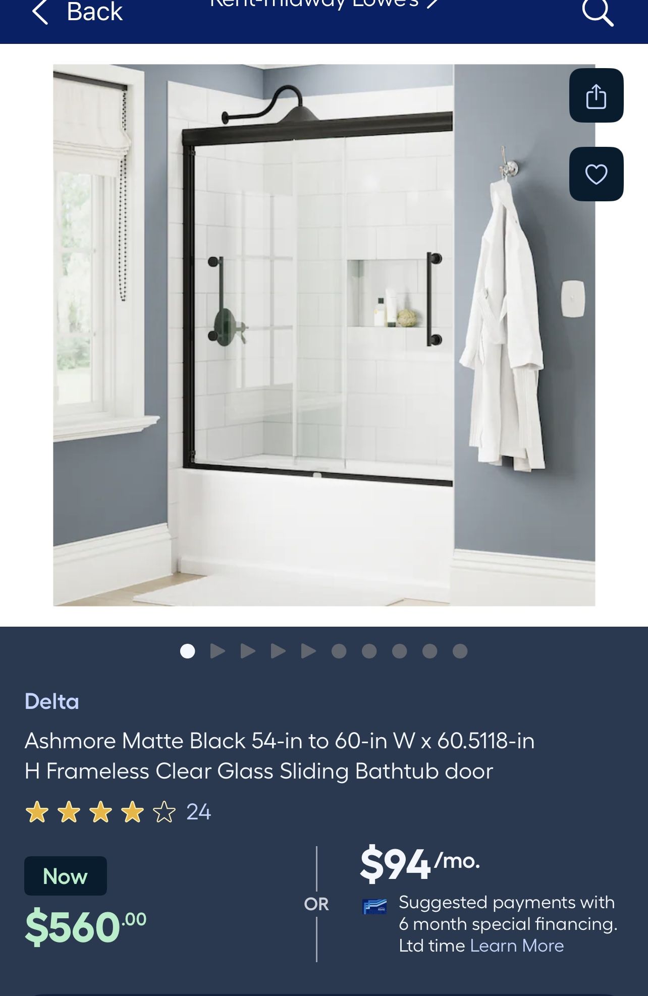 Delta Ashmore Shower/tub Sliding Door (NEW UNOPENED)