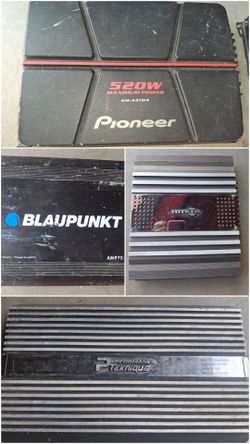 Lot of 4 Car Amplifiers – Pioneer, Blaupunkt, Hitron, Performance Teknique