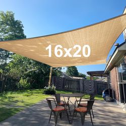 New $35 Rectangle 16x20’ XL Sun Shade Sail Outdoor Canopy Top Cover 175gsm w/ Ropes (Peach color) 