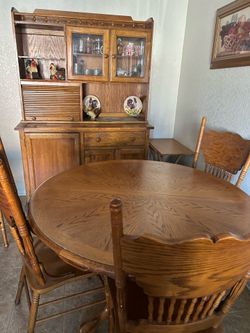 Dining Table & Hutch Cabinet