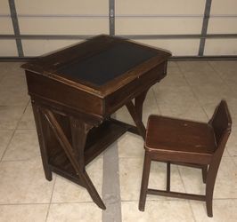 Antique school desk and chair