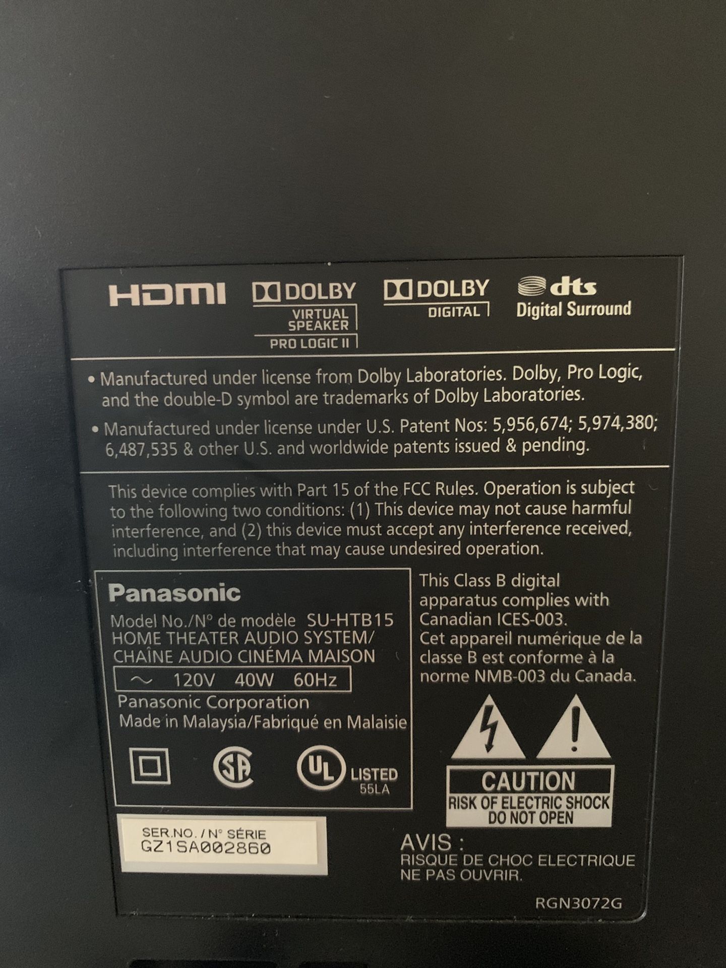 Panasonic SU-HTB15 surround sound system for Sale in Tacoma, WA - OfferUp