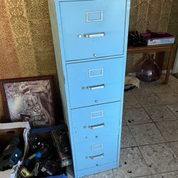 Vintage McMahan Brothers Blue Metal Filing Cabinet