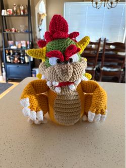 Handmade Crochet Bowser Plush Amigurumi Nintendo Super Mario King Koopa 13” Large