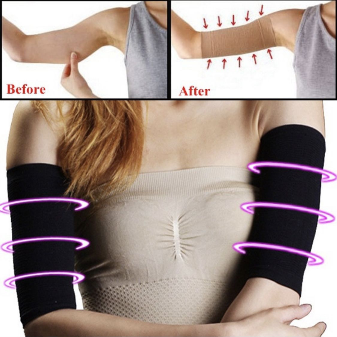 New BLACK Beauty Women Shaper Weight Loss Thin Legs Thin Arm Calorie Off Fat Buster Slimmer Wrap Belt Women and USB Rechargable EMS Trainer fitness