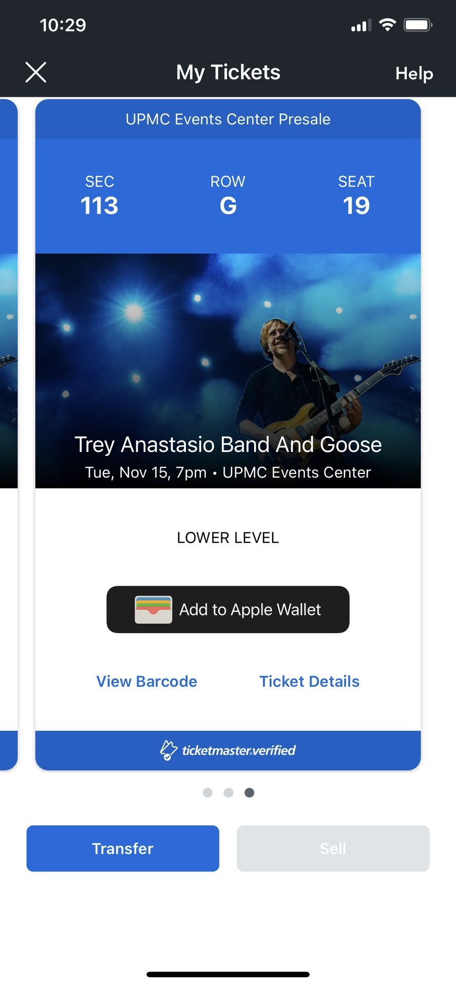 3 Tix for Goose-Trey Anastasio band Nov 15.