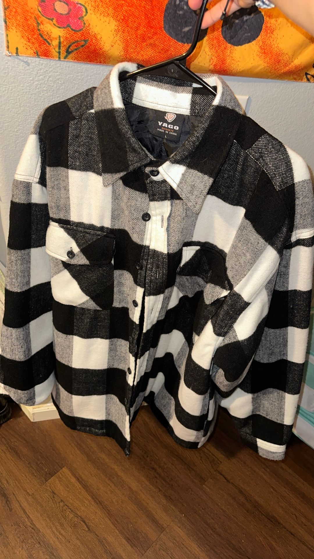 Men's Quilted / Button Up Plaid Flannel Shirt Jacket