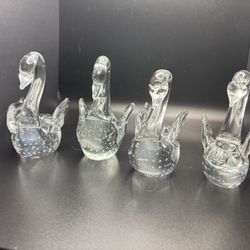 Vintage Art Glass Swans 