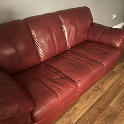 Red leather 2 Piece Sofa Loveseat Set