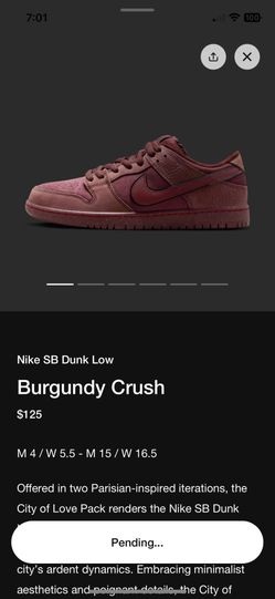 Nike Burgandy Crush Valentines Days Shoe 2024