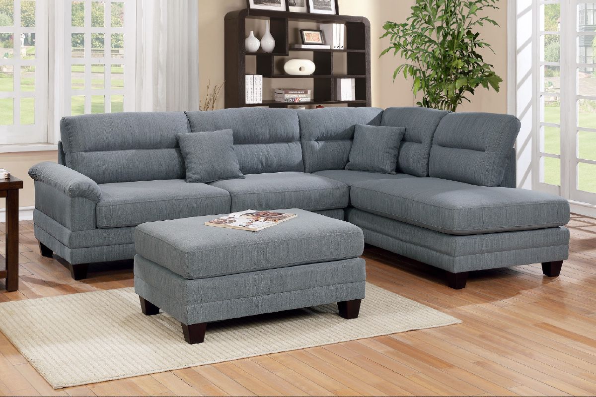 Brand New Grey Gray Reversible Sectional With Chaise L Shape & Free Ottoman. 
