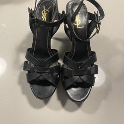 Broken Strap - Authentic Black YSL Tribute Platform Sandals Women’s Size 8