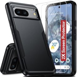 Google Pixel 8 Case, Pixel 8 Case with 2 Screen Protector, [15FT Military Protection][Double Layer][Heavy Duty][Anti-Slip][Matte Feel] Shockproof Phon