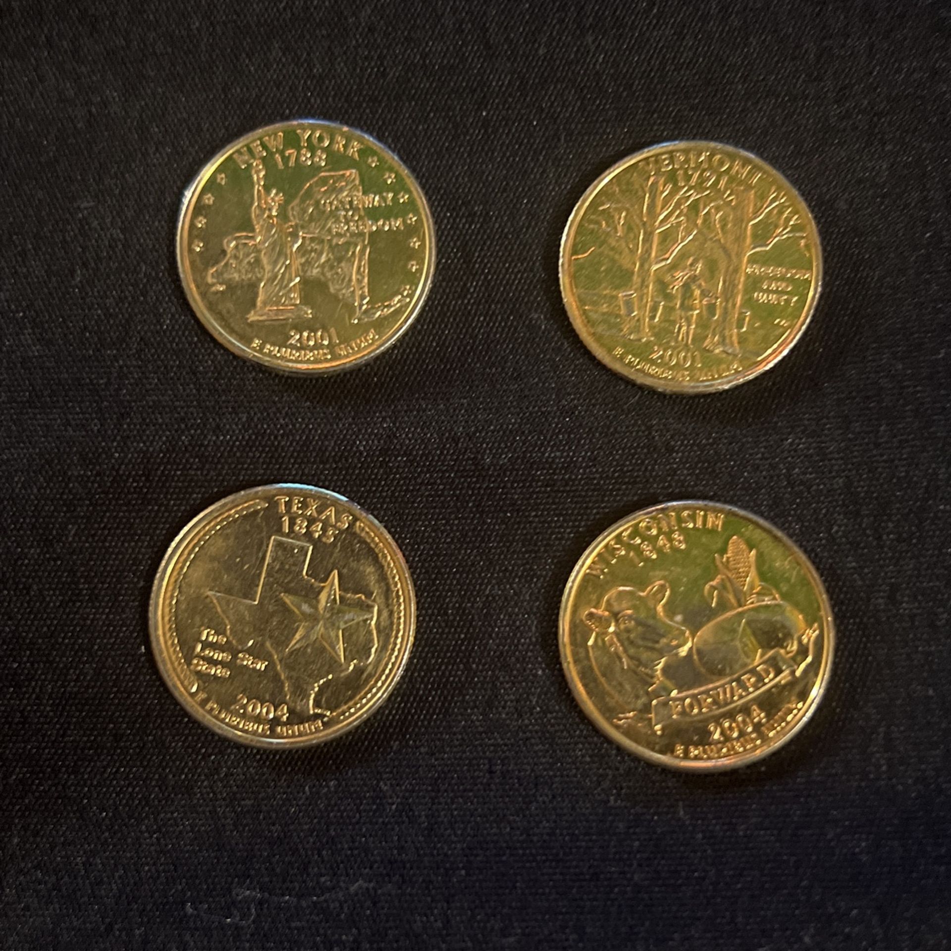 4 GOLD PLATER . USA QUARTERS .