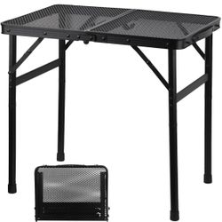2 FT Black Camping Table with Mesh Desktop, X(56)