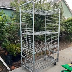 Commercial Rolling wire shelving 4 shelves galvanized steel