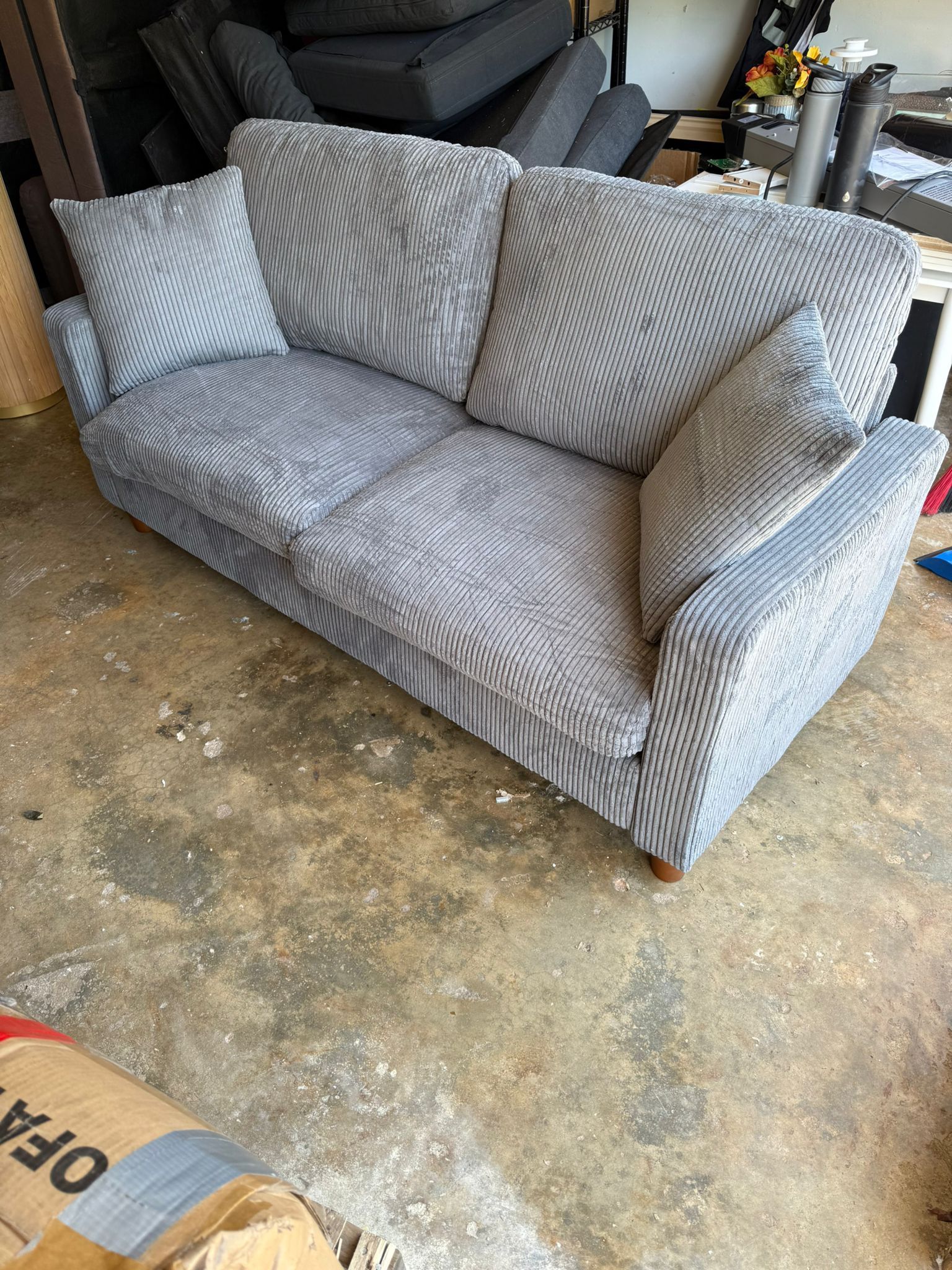 Kidirect 70in Grey Sofa, Couches for Living Room 21in Extra Deep Seats, Comfy Corduroy Sofas for Living Room No Tool Assembly, Modern Oversized Love S