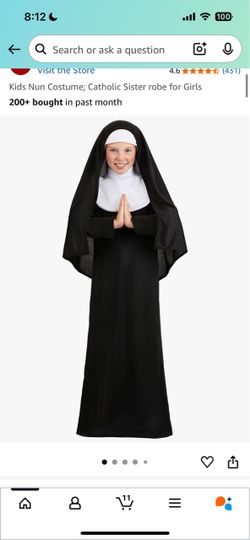 Kids Nun Costume; Catholic Sister robe for Girls