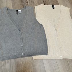 Set of TWO Button Up Sweater Vests