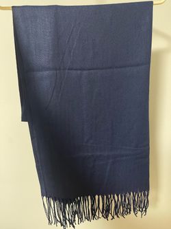 Brand New Blue Scarf with Fringe Accents - Solid Color - 56" x 28"