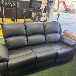  Black Recliner Sofa Dual Recliner Center Console Brand New 