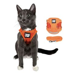Travel Cat Harness & Leash Set (Orange)(S)