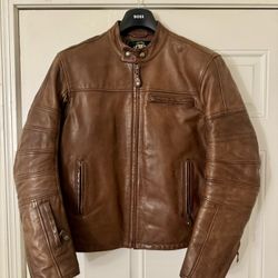 Roland Sands Ronin Leather Motorcycle Jacket in Tobacco color. Size Medium. Like new condition
