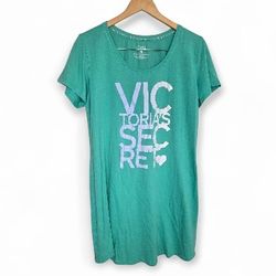 Victoria's Secret Teal Green Blue Short Sleeve Sleepwear Lingerie Shirt Pajamas