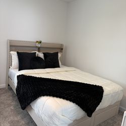  Brand New Bed frame for Queen Bed Frame with Headboard&Storage, Luxury Upholstered Bed Frame with Storage, 2 Drawers & Shelf on Hea